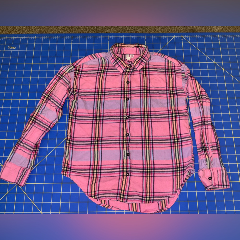 SO Pink Plaid Button Down Shirt